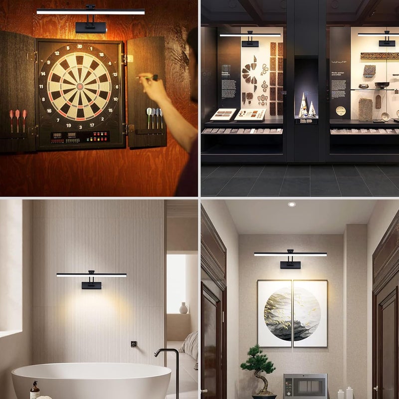 HOWMZON Wireless Picture Light, 16 inches, Battery Operated, Dimmable Black Metal LED Art Light for Wall Sconce - Image 3